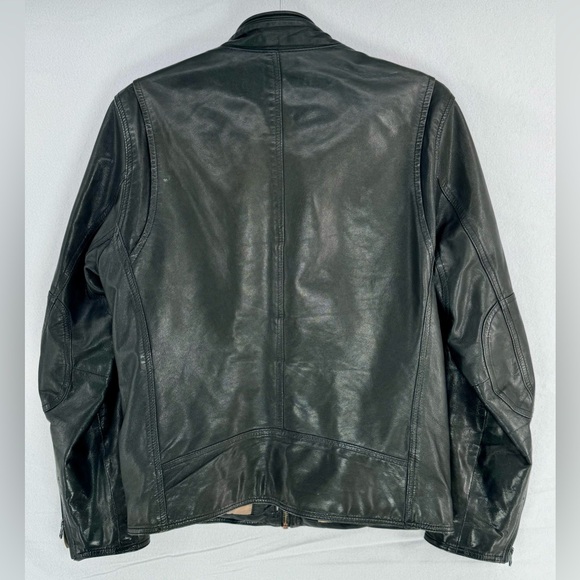 Men’s Black Rivet Genuine Black Leather Moto Jacket Biker Sz S - Picture 7 of 11
